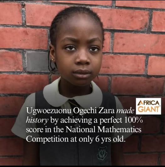 A maths genius Ugwoezuonu Ogechi Zara etched her name in history after she aced the Nigeria’s National Mathematics Competition with a flawless 100% score at just 6-year-old while pocketing a N21 million ($13,000 USD) scholarship in the process.

The Mathematics Association of