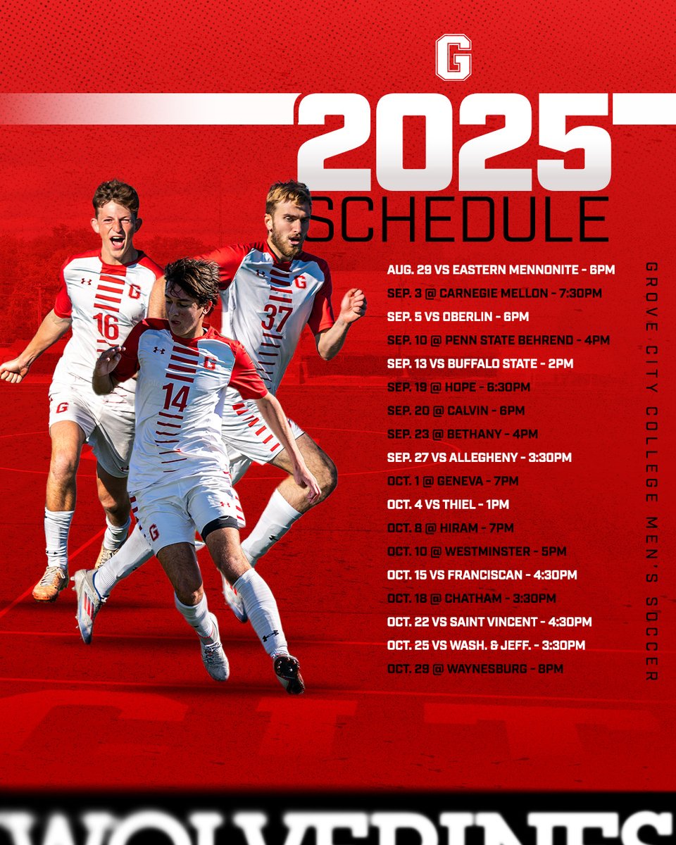 GCC_Wolverines's tweet image. The 2⃣0⃣2⃣5⃣ @GCC_MSoccer schedule!

#WolverinesTogether