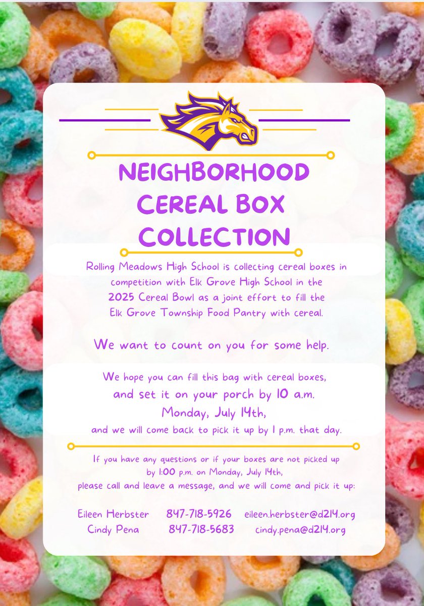 Eileen Herbster (@rmhsherbster) on Twitter photo <a href="/RMHSMUSTANGS/">Rolling Meadows HS</a> π₯£ Cereal Bowl Season has begun! π₯£ Our first boxes were delivered to the main office! Boxes can be given to the school as well as during our neighborhood pick-ups. We need your support to beat Elk Grove in supporting the Elk Grove Food Pantry on Friday, Sept 26th! <a href="/RMHSMUSTANGS/">Rolling Meadows HS</a> π₯£ Cereal Bowl Season has begun! π₯£ Our first boxes were delivered to the main office! Boxes can be given to the school as well as during our neighborhood pick-ups. We need your support to beat Elk Grove in supporting the Elk Grove Food Pantry on Friday, Sept 26th!
