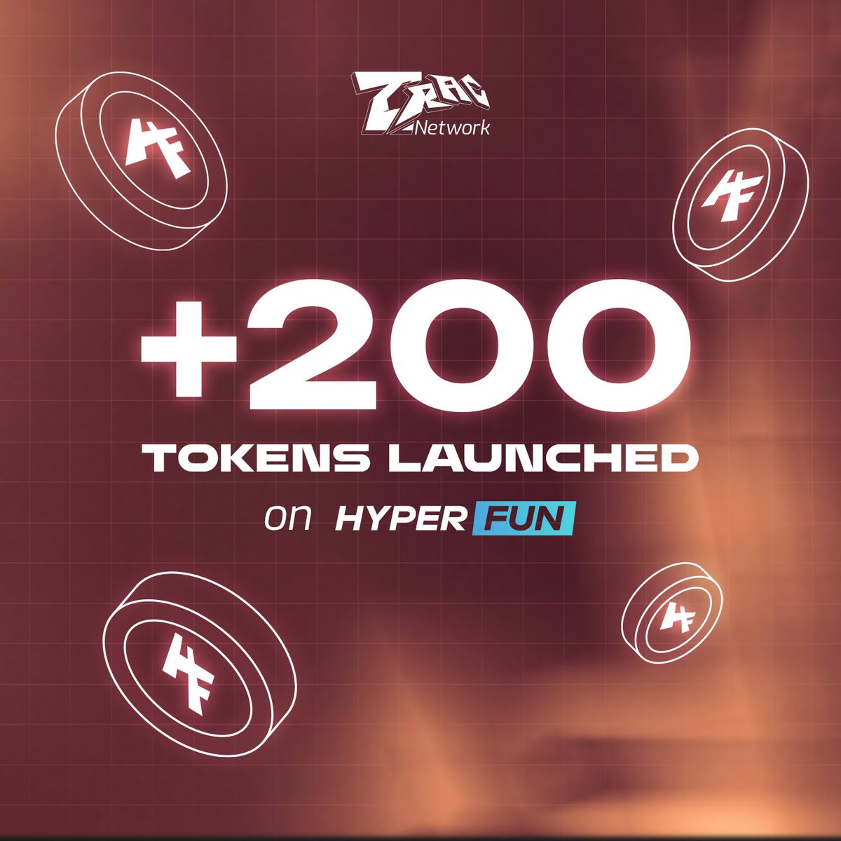 We just hit 𝟐𝟎𝟎+ HyperTokens launched on HyperFun!

Users already loving the:

- Risk free mints with '𝐑𝐞𝐅𝐮𝐧𝐬'
- Deflationary supply with '𝐁𝐮𝐫𝐧𝐅𝐮𝐧'
- Secured floor prices
- Mint with $TAP feature

Have you launched a token on HyperFun.wtf yet? 🫵