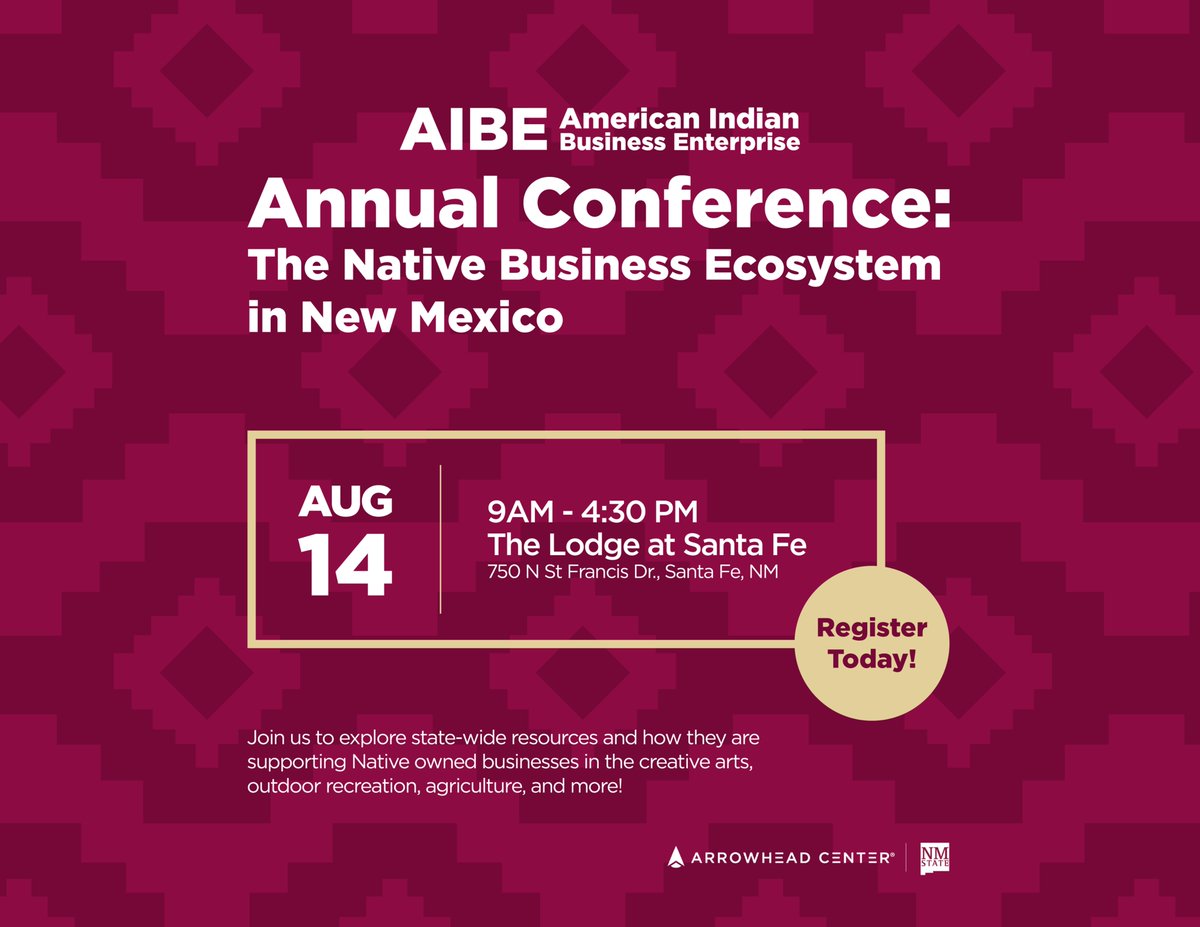ATI_Arrowhead's tweet image. Building bridges in business starts with meaningful connections. The @aibe_nm Annual Conference brings together Native American entrepreneurs, business owners, and community leaders for a day of collaboration and growth in Santa Fe.
Register now: bit.ly/aibe_2025confe…