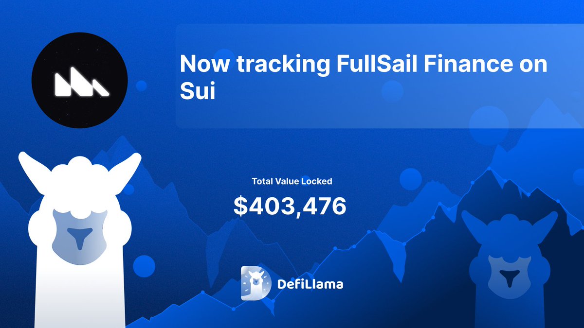 DefiLlama.com (@defillama) on Twitter photo Now tracking <a href="/FullSailFi/">Full Sail</a> on <a href="/SuiNetwork/">Sui</a> 
FullSail is a capital-efficient DEX on Sui that uses predictive voting to allocate rewards based on expected pool performance Now tracking <a href="/FullSailFi/">Full Sail</a> on <a href="/SuiNetwork/">Sui</a> 
FullSail is a capital-efficient DEX on Sui that uses predictive voting to allocate rewards based on expected pool performance