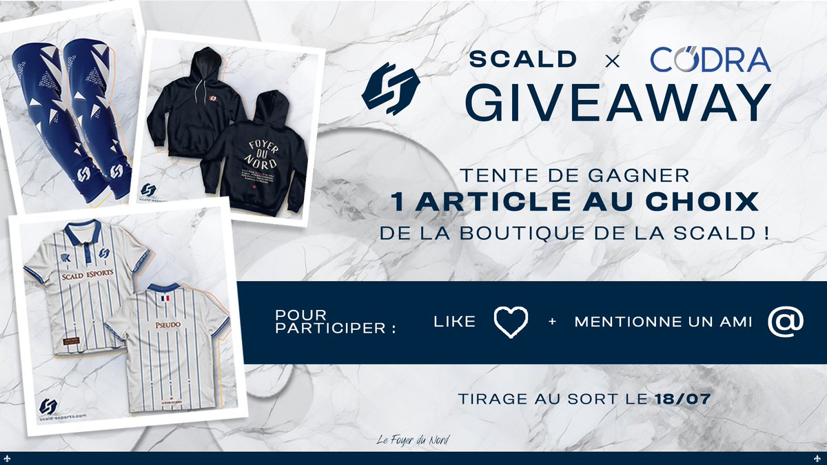Nouveau partenariat, nouveau concours 💙

Tentez de remporter l'article de votre choix du shop Scaldien🛒

Pour participer, like ce post et mentionne un ami 🍀

TAS le 18/07 ⌛️