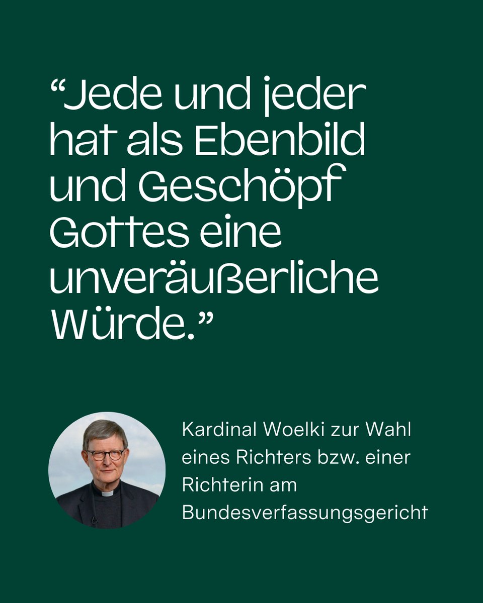+++ „Die Würde des Menschen gilt – von Anfang an.“ +++

Kardinal Woelki mahnt vor der Wahl neuer Verfassungsrichter: Lebensrecht ist Grundrecht. Wer es zur privaten Verfügung stellt, stellt den Rechtsstaat infrage.

➡️ Statement lesen: bit.ly/46zrVzG

#Menschenwürde