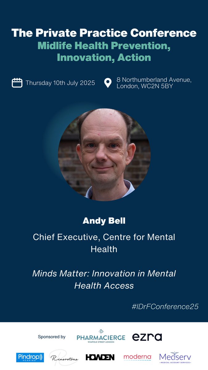 idrf_uk's tweet image. Andy Bell, CEO of Centre for Mental Health, discusses "Minds Matter: Innovation in Mental Health Access" at #IDrFConference25. Driving forward accessibility in mental healthcare #mentalhealth