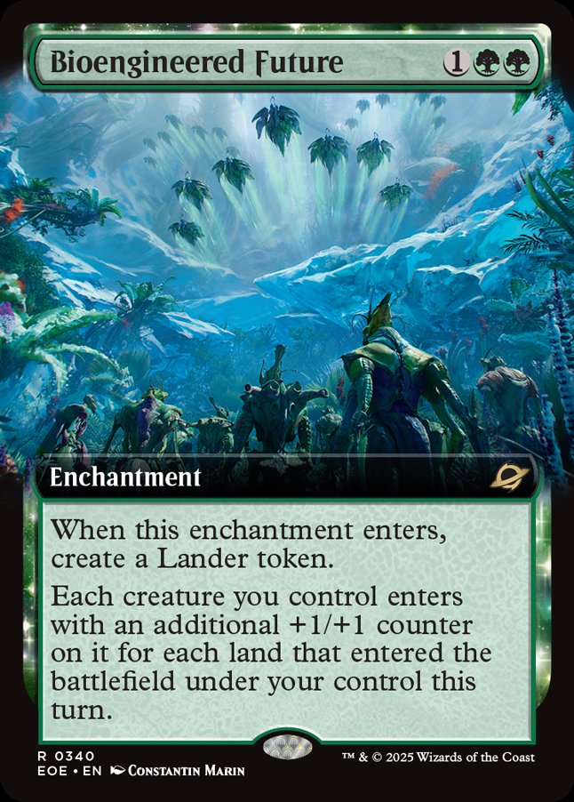 Huge thanks to <a href="/wizards_magic/">Magic: The Gathering</a> for this preview card! 🙌

This enchantment turns your land drops into power plays! 

I am so excited to put this in my Aesi deck! How would you play Bioengeneered Future? 👀

(I accidentally deleted the post *repost*)

#MTGEternities