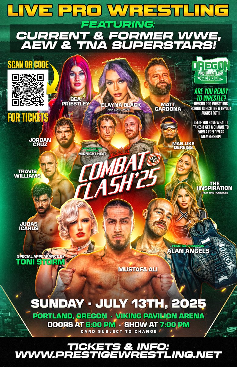 Prestige Wrestling (@wrestleprestige) on Twitter photo 🚨 3 DAYS AWAY 🚨
Proudly sponsored by <a href="/ORprowrestling/">OregonProWrestling</a> & <a href="/thehoxton/">The Hoxton</a>
Currently signed:
Steel Cage Match - Prestige World Title
<a href="/Alan_V_Angels/">Alan Angels</a> vs <a href="/thejudasicarus/">Judas Icarus</a>
Tag Team Match
<a href="/CassieLee/">Cassie Lee</a> & <a href="/JessicaMcKay/">Jessica McKay</a> vs <a href="/ElaynaBlack/">Brie Coda</a> & <a href="/BeaPriestley96/">BEA PRIESTLEY</a>
Singles Match
<a href="/TheMattCardona/">Matt Cardona</a> vs 🚨 3 DAYS AWAY 🚨
Proudly sponsored by <a href="/ORprowrestling/">OregonProWrestling</a> & <a href="/thehoxton/">The Hoxton</a>
Currently signed:
Steel Cage Match - Prestige World Title
<a href="/Alan_V_Angels/">Alan Angels</a> vs <a href="/thejudasicarus/">Judas Icarus</a>
Tag Team Match
<a href="/CassieLee/">Cassie Lee</a> & <a href="/JessicaMcKay/">Jessica McKay</a> vs <a href="/ElaynaBlack/">Brie Coda</a> & <a href="/BeaPriestley96/">BEA PRIESTLEY</a>
Singles Match
<a href="/TheMattCardona/">Matt Cardona</a> vs
