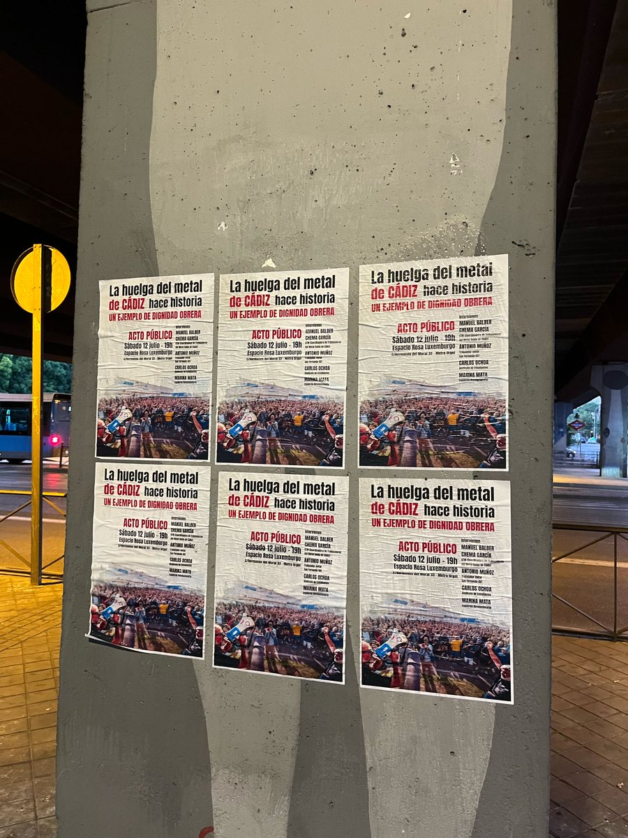 SEMadrid_'s tweet image. Que el ejemplo de dignidad obrera de la #HuelgaDelMetalCádiz llegue a todos los barrios obreros de Madrid.
En Vallekas, Carabanchel, Aluche... hemos estado difundiendo el ACTO PÚBLICO de la @CTM97560609 y @CGT_Navantia_SF de este sábado a las 19h en el @espacio_rosalux. ¡Vente!