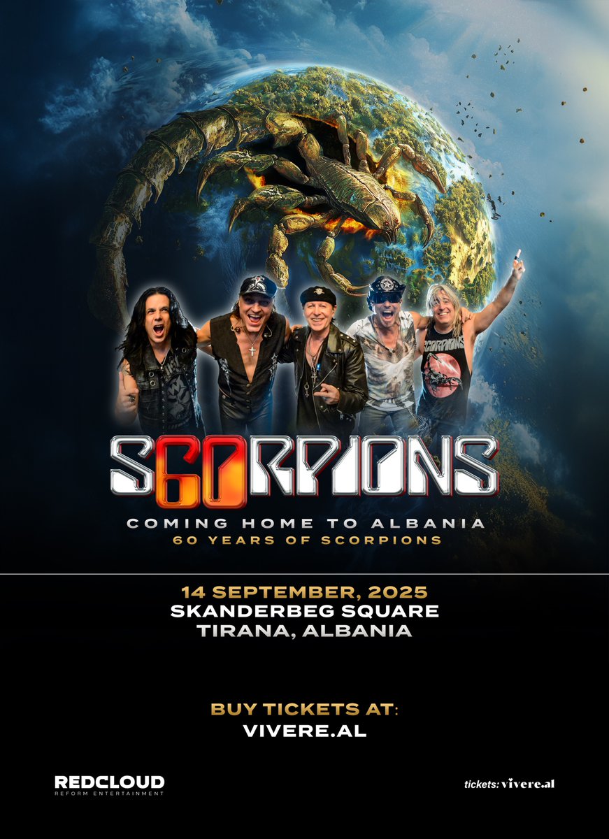 scorpions's tweet image. New dates added to the Coming Home 60th Anniversary Tour. Visit The-Scorpions.com/tour for tickets and details.
14 September - Tirana, Albania
15 October - Cairo, Egypt
21 October - Yas Island, Abu Dhabi