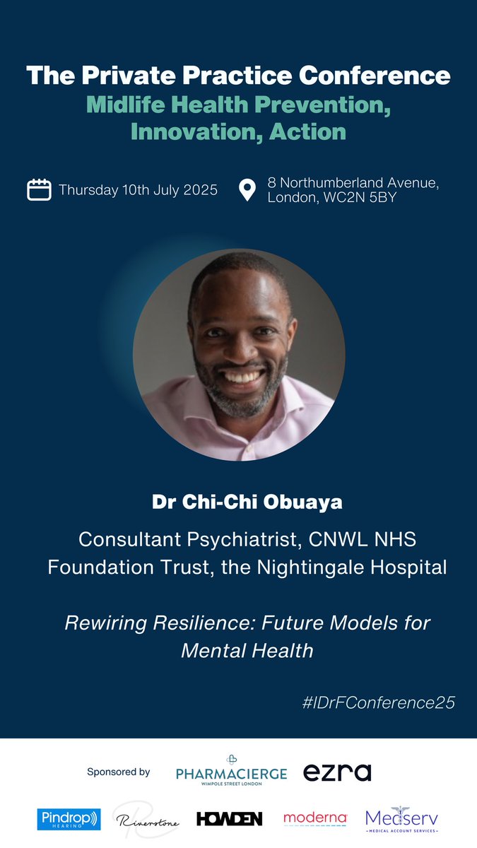 idrf_uk's tweet image. Dr Chi-Chi Obuaya discusses "Rewiring Resilience: Future Models for Mental Health" at #IDrFConference25. Exploring innovative approaches to #mentalwellbeing