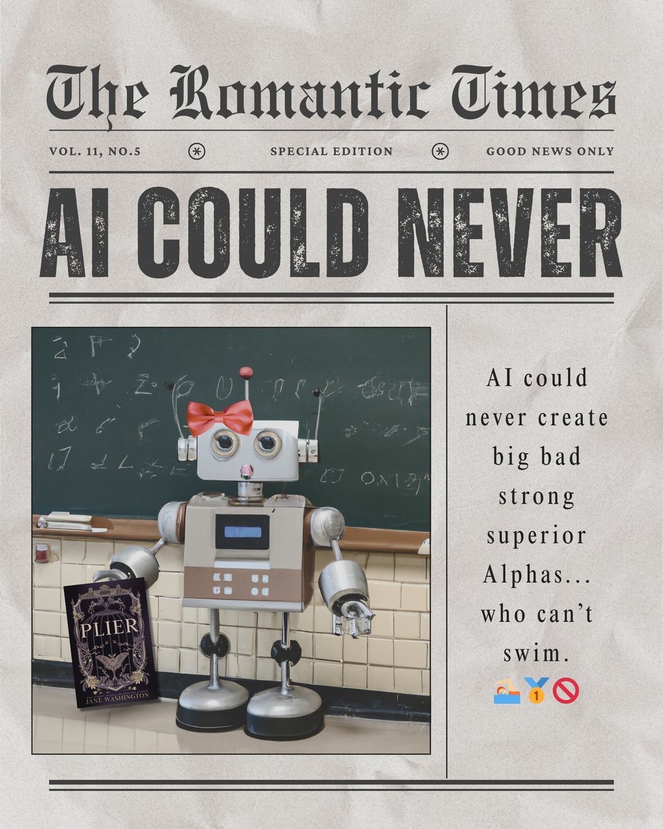 🤖 🎀 𝙰𝙸 𝚌𝚘𝚞𝚕𝚍 𝚗𝚎𝚟𝚎𝚛 🎀 🤖

Don't worrrryyyyyy, we still prefer the human books 🩷

𝚜𝚎𝚛𝚒𝚎𝚜: geni.us/IronsideAcademy

🤖

#bookhumor #indieauthor #paranormalromance