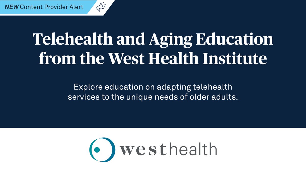 AMAEdHub's tweet image. 🚨New Content Provider Alert!🚨 We're thrilled to offer education from @WestHealth Institute! Explore resources to implement age-inclusive telehealth services and address the unique needs of older adults. Learn more.
amaedhub.org/4kuYQc8