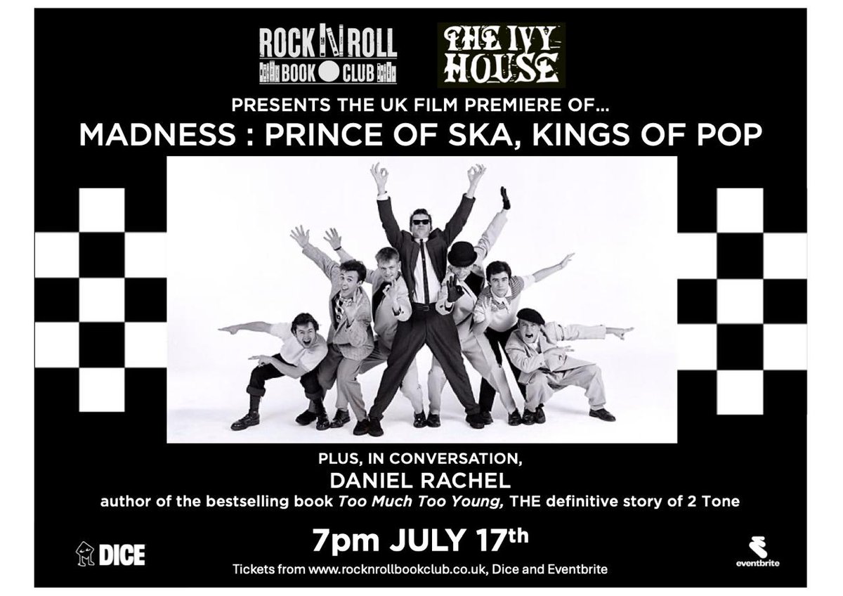 simonmusicmaps's tweet image. A week today at @ivyhousenunhead in South London - talking 2 Tone with @DanielRachel69 followed by the first U.K. screening of Madness! Princes of Ska, Kings of Pop. Trains via St Pancras, Victoria & Blackfriars - tickets: eventbrite.co.uk/e/2-tone-night…