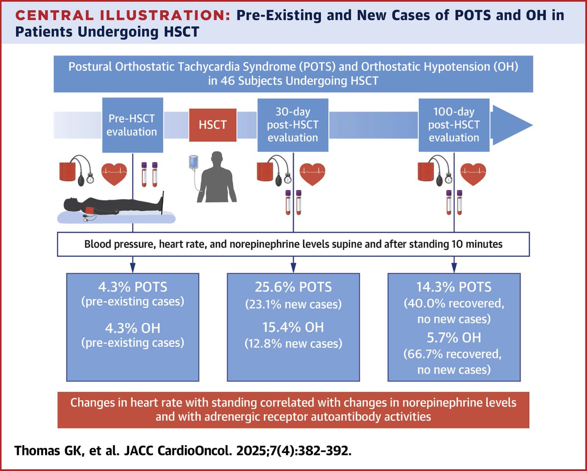 JACC Journals (@jaccjournals) on Twitter photo New in #JACCCardioOnc: After hematopoietic stem cell transplant #HSCT, ~1 in 4 patients developed #POTS, and it was linked to:
🔹Exaggerated norepinephrine rise on standing
🔹Higher adrenergic receptor-modulating autoantibody activity
📖: jacc.org/doi/abs/10.101… <a href="/AbbateAntonio/">AntonioAbbate</a> New in #JACCCardioOnc: After hematopoietic stem cell transplant #HSCT, ~1 in 4 patients developed #POTS, and it was linked to:
🔹Exaggerated norepinephrine rise on standing
🔹Higher adrenergic receptor-modulating autoantibody activity
📖: jacc.org/doi/abs/10.101… <a href="/AbbateAntonio/">AntonioAbbate</a>