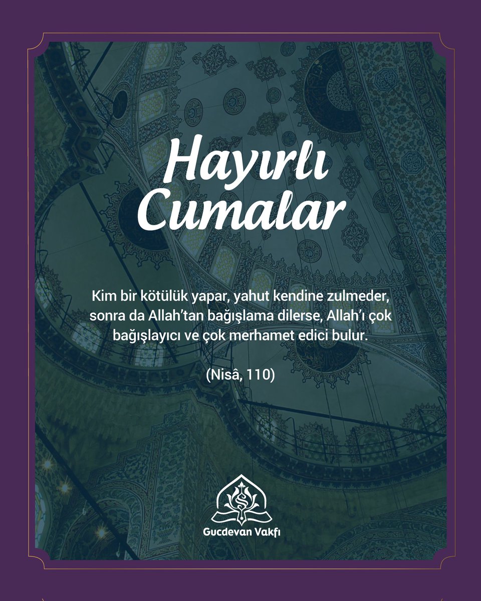 Kim bir kötülük yapar, yahut kendine zulmeder, sonra da Allah’tan bağışlama dilerse, Allah’ı çok bağışlayıcı ve çok merhamet edici bulur. (Nisâ, 110)