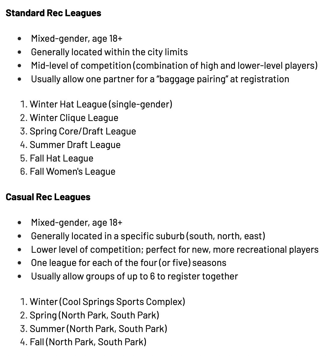 Did you know we do multiple types of adult recreational leagues? Feel free to share these with your rookie/ soon-to-be rookie friends :)

More info for newbies can be found here: pittsburgh-ultimate.org/new-to-pittsbu…