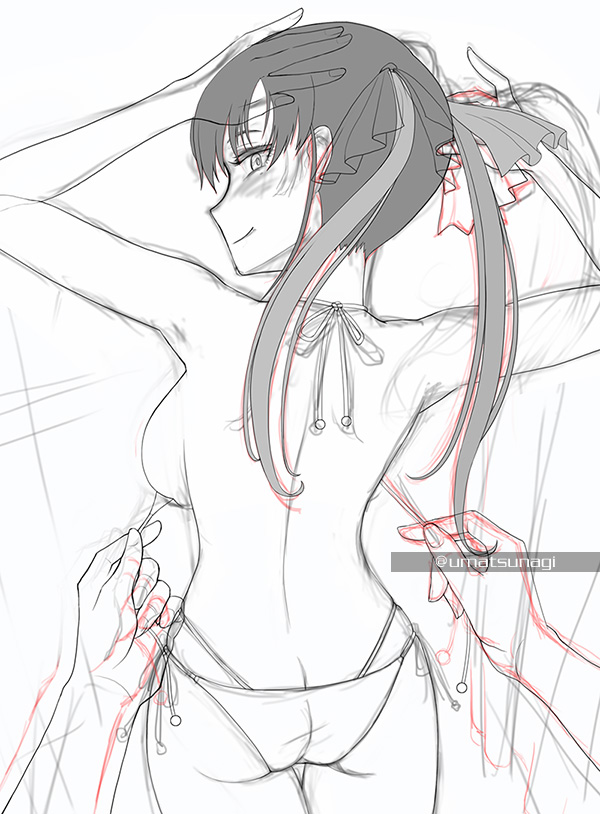 暑いので水着の絵を描いてます