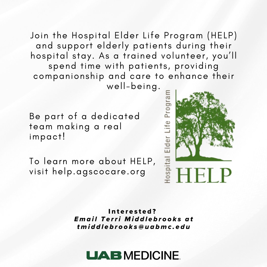 Join the Hospital Elder Life Program (HELP) to enhance care for older patients! Our trained volunteers use the “4Ms” framework, spending 20 minutes with each patient for vital medical and social support. Get involved today!
🔗 brnw.ch/21wU380