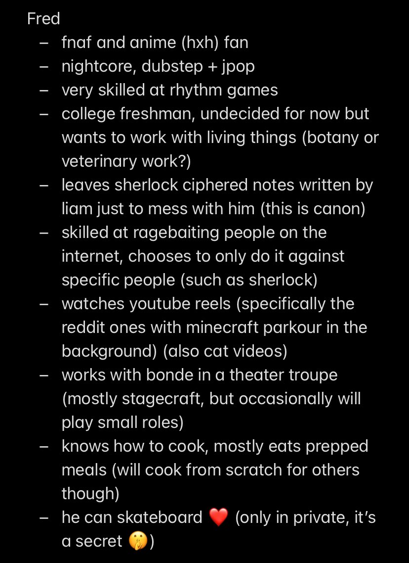 rate my fred headcanons