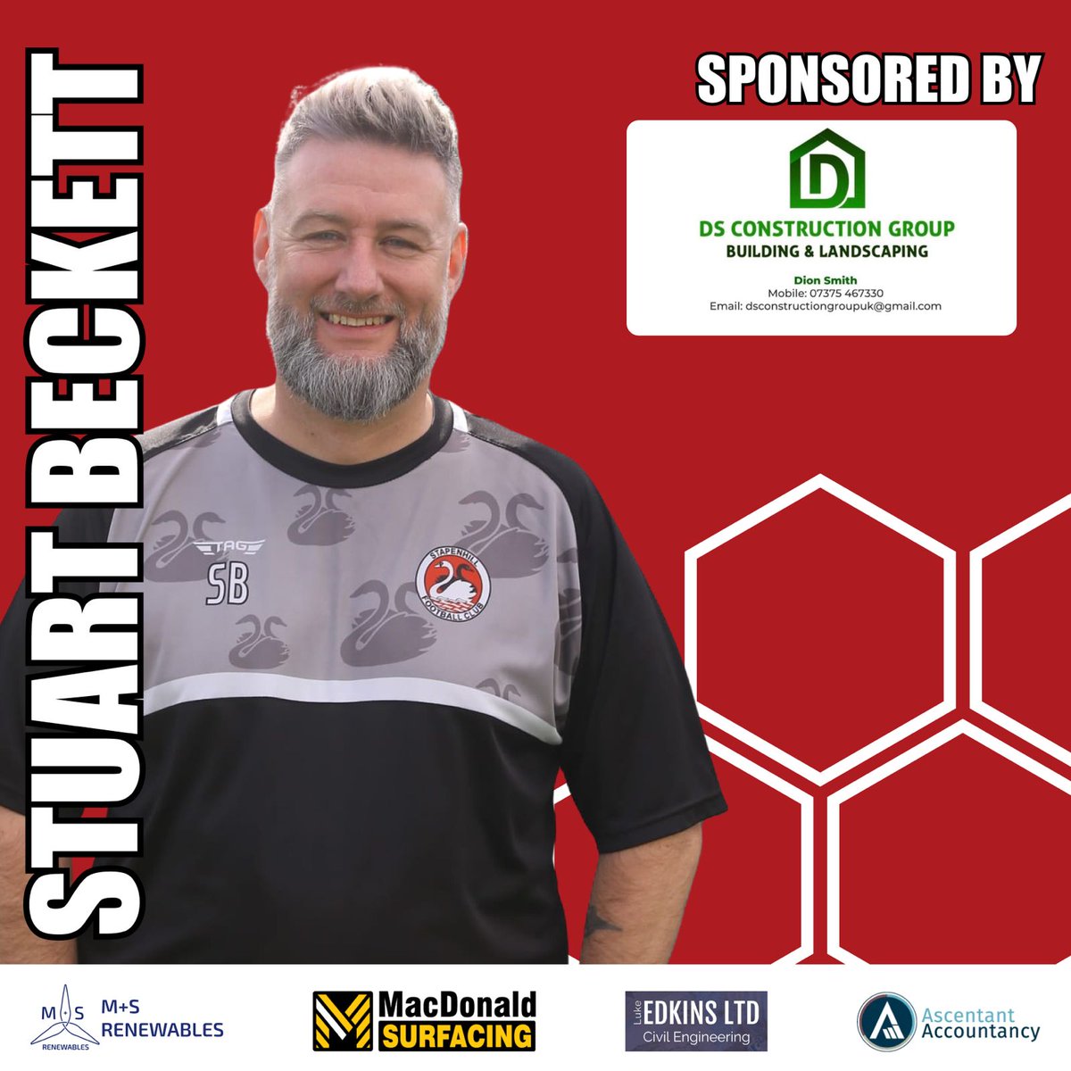๐๐ฉ๐๐ฅ๐๐ฃ๐๐๐ก๐ก ๐๐พ โฝ๏ธ (@stapenhillfc1) on Twitter photo Stapenhill FC Assistant Manager, Stuart Beckett has been sponsored for the season by DS Construction. A huge thanks to them for their generous support!
If you would like to sponsor a player or a member of our coaching team, please send an email to jack.waltham@stapenhillfc.com Stapenhill FC Assistant Manager, Stuart Beckett has been sponsored for the season by DS Construction. A huge thanks to them for their generous support!
If you would like to sponsor a player or a member of our coaching team, please send an email to jack.waltham@stapenhillfc.com