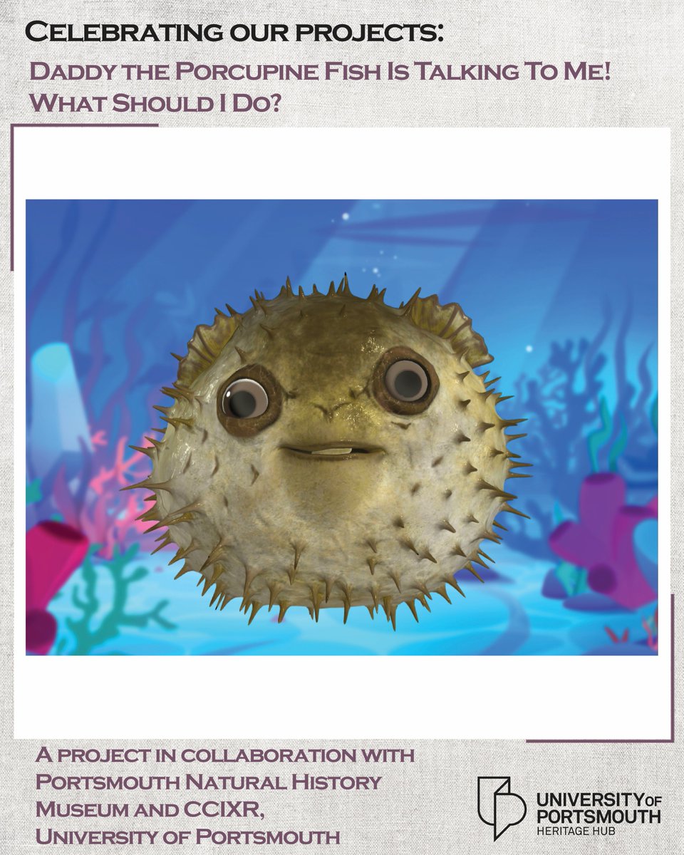 HeritageHub_uop's tweet image. What would you do if museum objects could talk?
One of our projects brought an exhibit to life at @PortsmouthNHM, creating an interactive experience, involving audiences with the museum collection.
Meet Daddy the Porcupine Fish!🐡

@portsmouthuni
@Arch_Tarek_Teba
@UniPortCCIXR