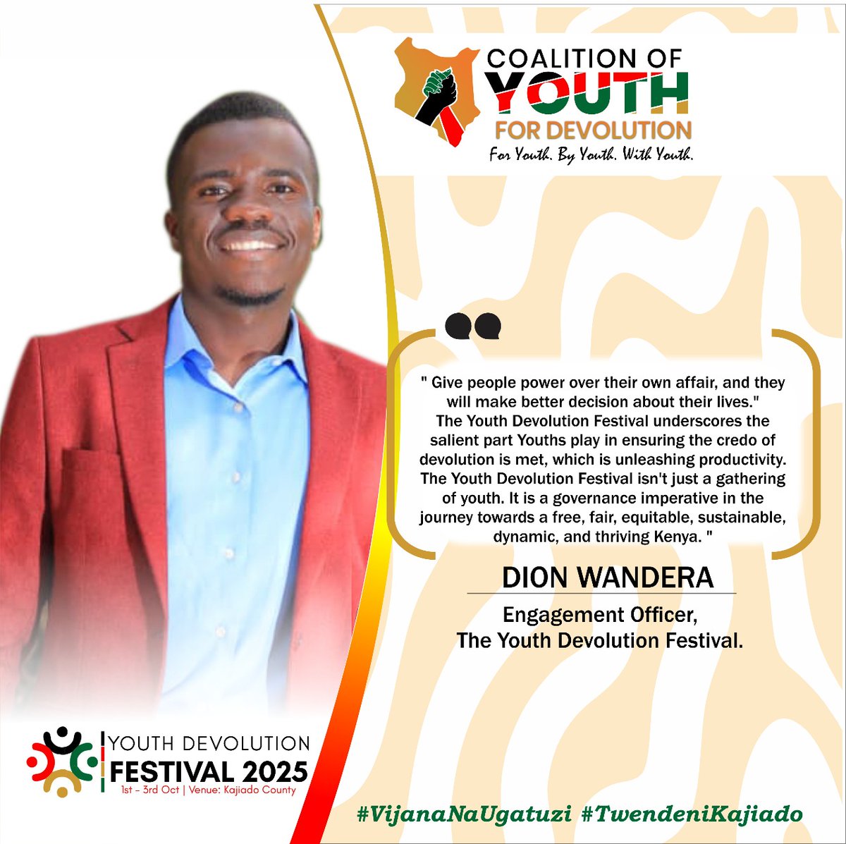 YouthDevolution's tweet image. "The Youth Devolution Festival underscores the salient part youth play in ensuring the credo of Devolution is met, which is unleashing productivity." Dion Wandera, Engagement Officer, The Youth Devolution Festival