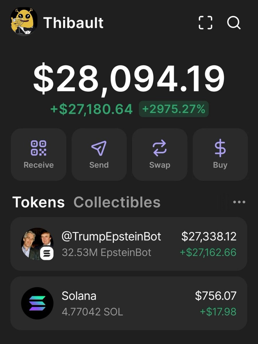 degenThibault's tweet photo. Jumped on #EpsteinBot early at only $72K MC and watched it rip all the way to $695k. That’s a massive 9.65x moonshot. 🌕
No luck here, just sniper entries
Next one’s warming up don’t blink or you’ll miss it.
#EpsteinBot #Solana #memecoin $RFC $Pwease $Esim #Titcoin #Crypto #Web3