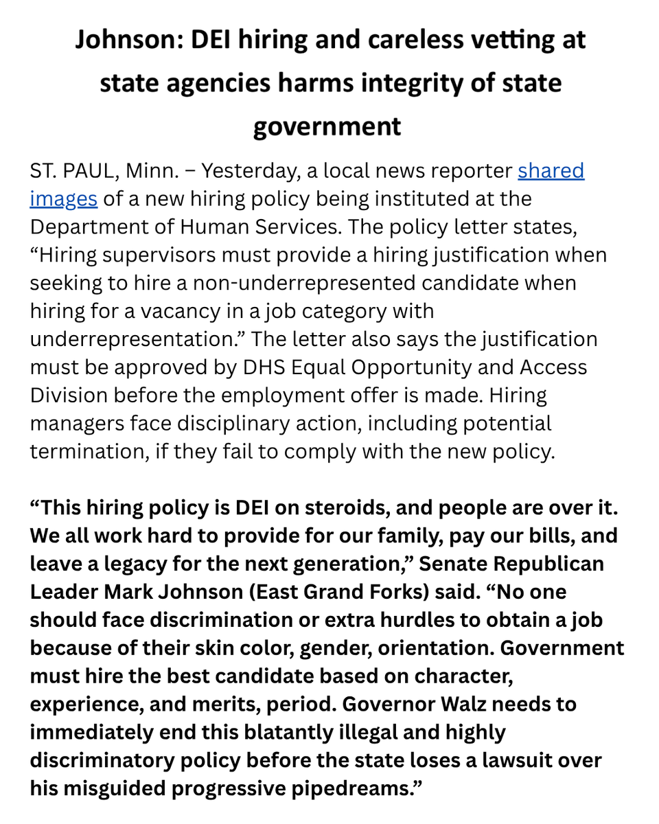 mnsrc's tweet image. Careless vetting and prioritizing DEI over actual qualifications are harmful to the integrity of state government.