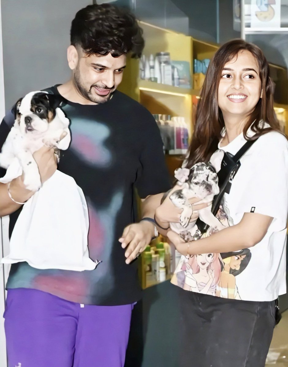 Just realized that back during the 2023 Radisson trip, Karan joked about them having two dogs, Numerator &amp; Denominator, and now they’re back at the same place, and they actually have two adorable dogs 🫶🏻  #TejRan
