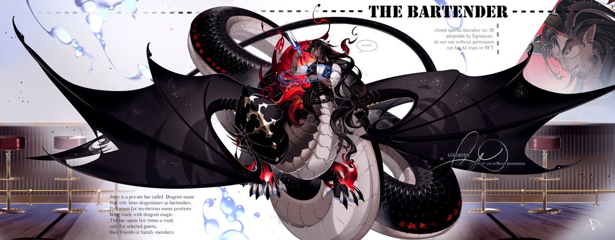 [open] The bartender 🍸adopt

🥂price $385

- payment plan possible 50% now 50% in 1 mo
- Boosty/hipolink(bank card)/easystart only (PayPal works on easystart!) 
- DM to claim    
- commercial usage included

#ArtistOnTwitter #adoptable #adopt