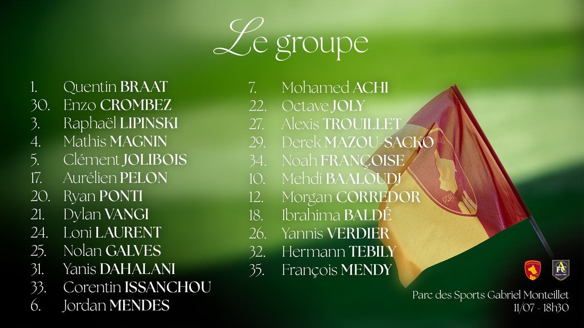 𝐏𝐫𝐞𝐦𝐢𝐞𝐫 𝐠𝐫𝐨𝐮𝐩𝐞 de la 𝐬𝐚𝐢𝐬𝐨𝐧 💊

Retrouvez la liste des 𝐣𝐨𝐮𝐞𝐮𝐫𝐬 𝐩𝐫𝐞́𝐬𝐞𝐧𝐭𝐬 pour notre 𝐩𝐫𝐞𝐦𝐢𝐞𝐫 𝐦𝐚𝐭𝐜𝐡 𝐝𝐞 𝐩𝐫𝐞́𝐩𝐚𝐫𝐚𝐭𝐢𝐨𝐧 contre Aubagne FC 👊

Mohamed Bouchouari, Wilitty Younoussa et Timothé Nkada sont blessés.