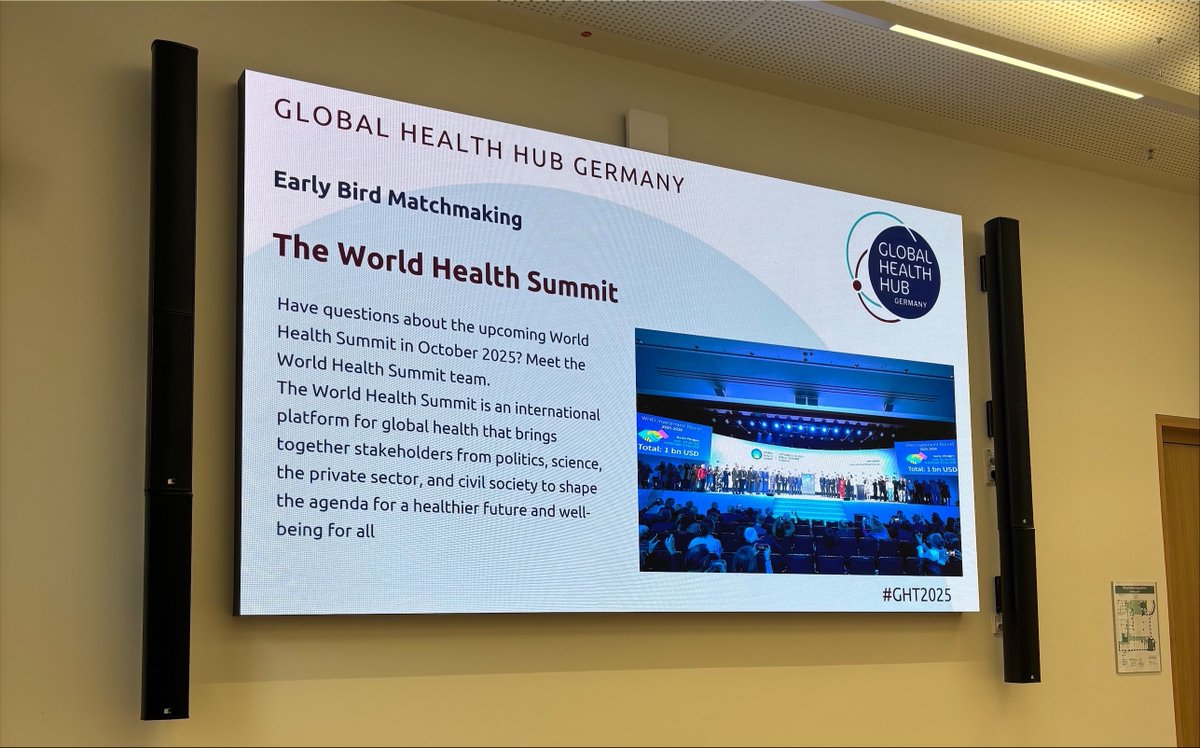 WorldHealthSmt's tweet image. 📢 Today, the #WHS was at the Global Health Hub Germany #GHT2025, engaging in conversations on “Reframing the Global Health Architecture, Health in Conflict Settings, and the Link Between NCDs and Mental Health.”
We were able to connect, exchange ideas, and contribute to…