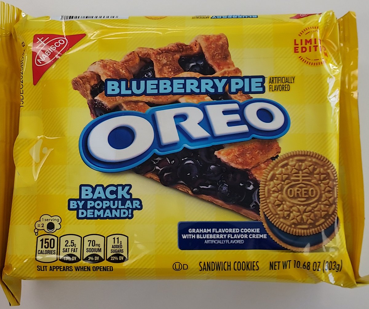 8.5/10

I personally like artificial blueberry flavor so this is a hit for me. Curiously, the creme itself is a bit lackluster and only shines when getting a full bite. These are a 2016 rerelease but wasn't even that ambitious for its time. Fairly safe choice that delivers well.