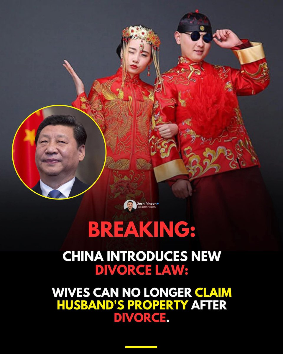 KamaNnachi's tweet photo. China’s new divorce law stops wives from claiming their husband’s property. Africa needs this too — it will bring peace to marriages and keep our women calm.
#MarriageLaw #ChinaDivorceLaw #ProtectMen #FamilyFirst #AfricaRising https://t.co/UxHxyqkH8e