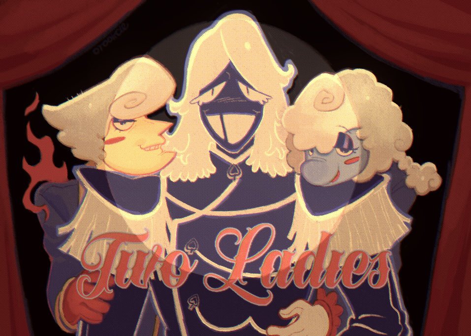 orookcle's tweet image. this song was my first thought when i saw the throuple and then when i saw toyorchestra on tt have the same idea i just had to make my vision real. this also helped to get me excited because im seeing cabaret in a few weeks
#deltarune #rouxlskaard #elnina #lanino #deltarunefanart