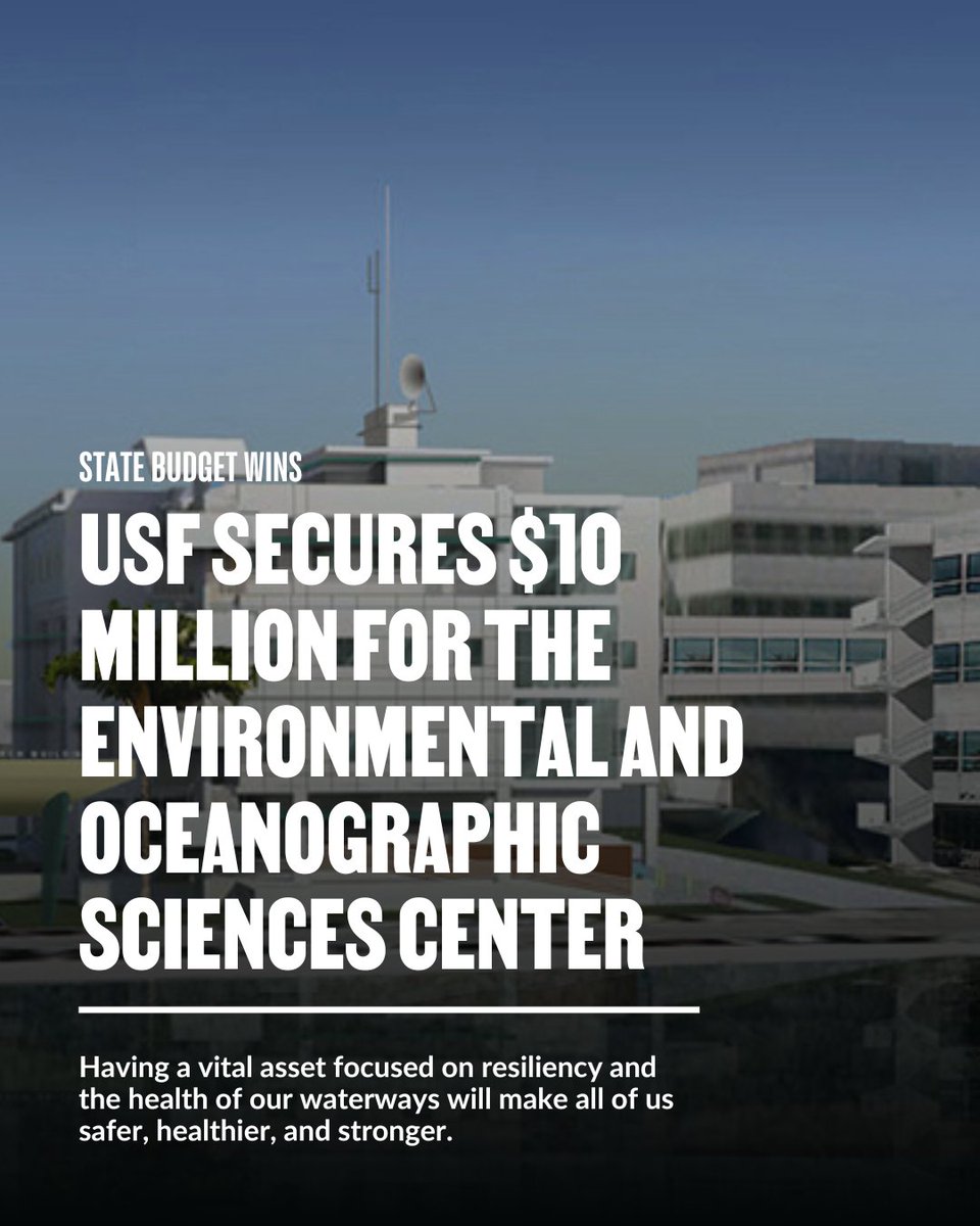 MayorKenWelch's tweet image. Congratulations @USFSP for securing $10 Million for the Environmental and Oceanographic Sciences Center in the FY 25 Budget. As a coastal community, having a vital asset focused on resiliency and the health of our waterways will make all of us safer, healthier, and stronger.