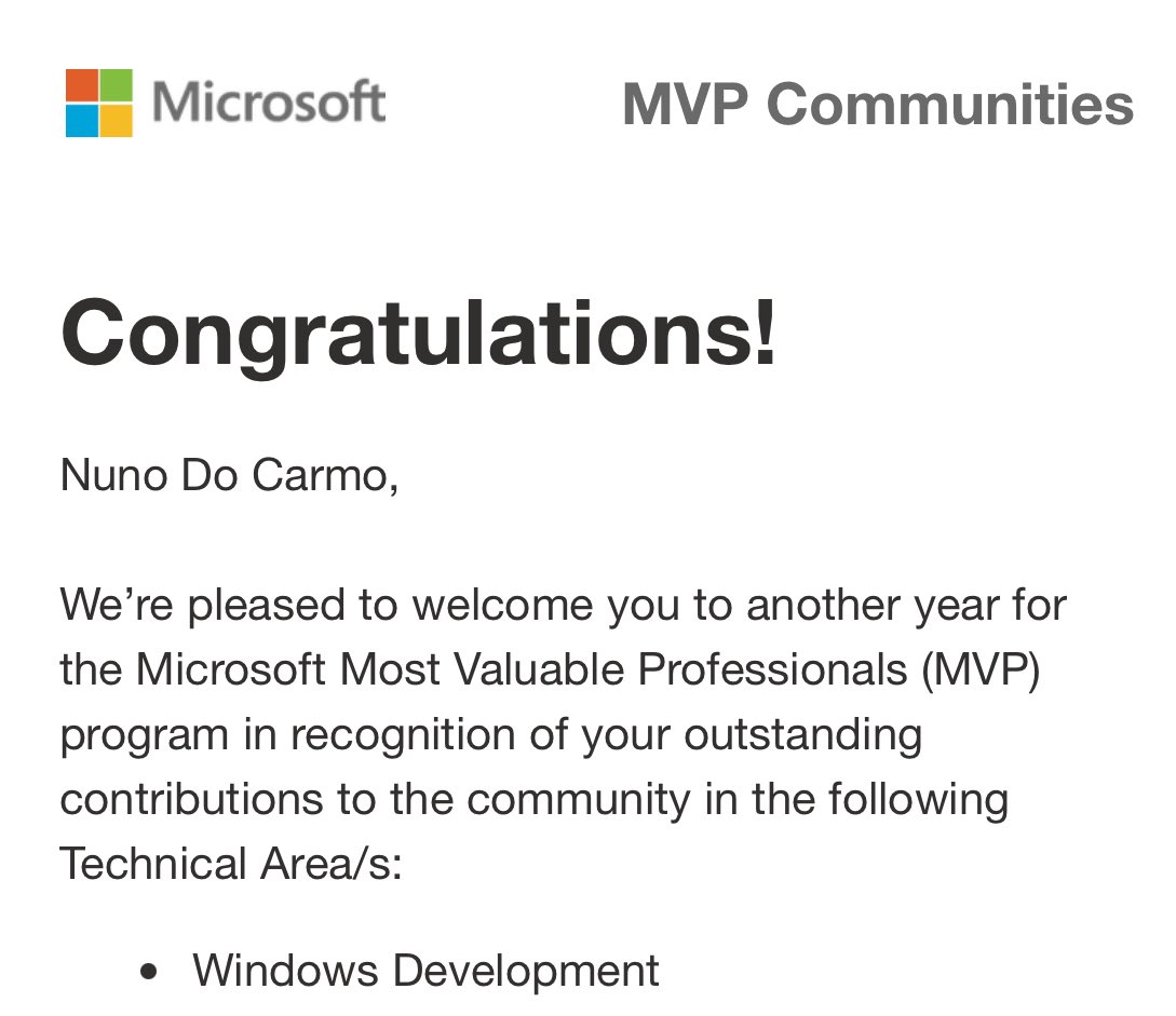 Nuno do Carmo (@nunixtech) on Twitter photo Last year was really challenging, and sharing my passion with the community helped in the healing process 🙏
So it’s with a very happy heart that I can share I’m a <a href="/windowsdev/">Windows Developer</a> MVP for the 6th consecutive year 💙
The #MVPBuzz Corsair 🏴☠️ Last year was really challenging, and sharing my passion with the community helped in the healing process 🙏
So it’s with a very happy heart that I can share I’m a <a href="/windowsdev/">Windows Developer</a> MVP for the 6th consecutive year 💙
The #MVPBuzz Corsair 🏴☠️