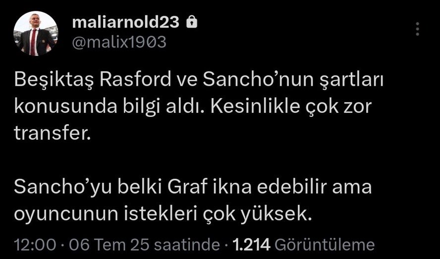 🚨Jadon Sancho Beşiktaş’ın gündemine gelebilir.

Oyuncu Juventus ile anlaşamadı.