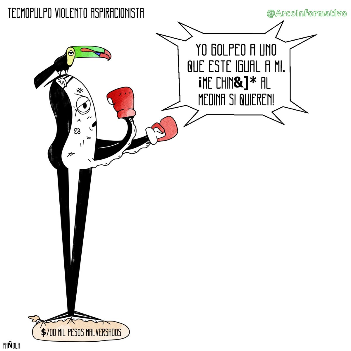 Comparto cartón que se publica en el diario Arco Informativo 🗞️🏹.

El Tecmol quiere ser candidato a punta de golpes literalmente.
