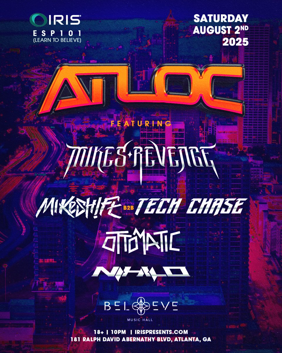 🚨 SHOW ANNOUNCEMENT 🚨

Surprise! We’re bringing ATLOC back to Believe Music Hall on Saturday, August 2 🎉 Come out and show love for a stacked lineup of local talent! 🎶

Tickets on sale now!🎟️ Who’s pulling up to support the locals?

➡️ seetickets.us/irispresentsat…