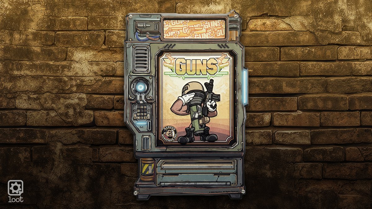 Plan a strategic spot for your <a href="/Borderlands/">Borderlands</a> GUNS Vending Machine Tin Sign, your one-stop shop for everything that goes boom!

gearboxloot.com/products/borde…