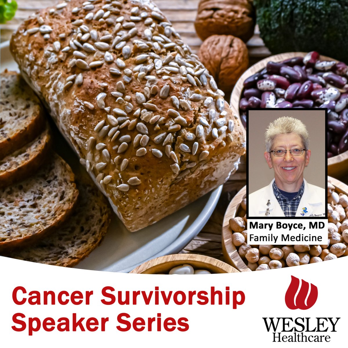 Join us at 11:30 a.m. on Wednesday, July 23, for our Cancer Survivorship Speaker Series: Continuing the Journey featuring Dr. Mary Boyce talking about the importance of nutrition during and after cancer. Admission is FREE and includes lunch. Register here: bit.ly/4kA0aue