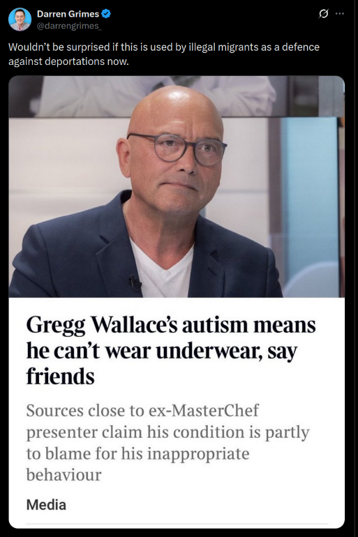 Rhetorical question*: what do Greggg Wallace and Darren (Crafty) Grimes have in common?

*they both use socks for unconventional purposes.
<a href="/GreggAWallace/">Gregg Wallace</a>, <a href="/darrengrimes_/">Darren Grimes</a>