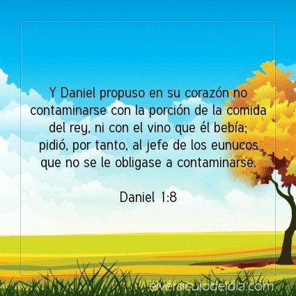 elversiculo's tweet photo. Y Daniel propuso en su corazón no contaminarse con la porción de la comida del rey, ni con el vino que él bebía; pidió, por tanto, al jefe de los eunucos que no se le obligase a contaminarse.  Daniel 1:8   #versiculodeldia #versiculobiblico #biblia https://t.co/AOhh9UmDzL