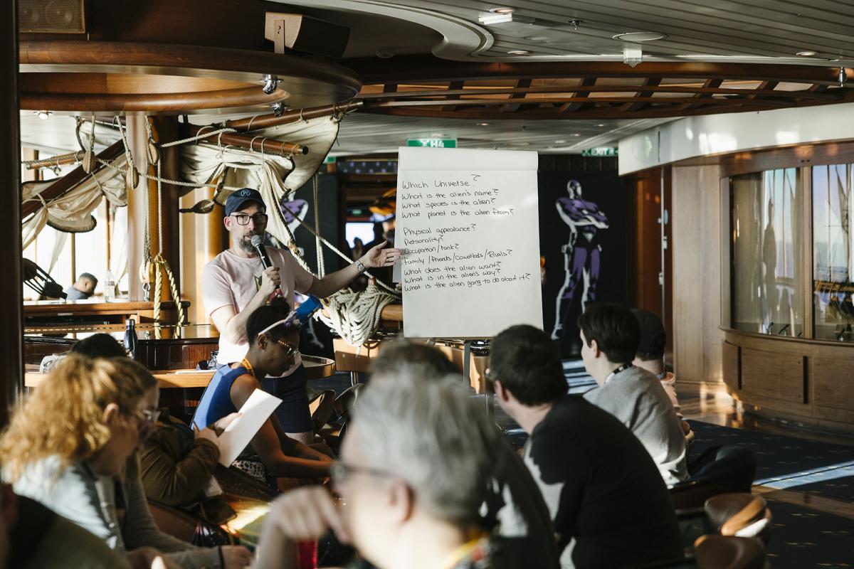 ComicConCruise's tweet image. Robb Pearlman’s Build An Alien event on Vol. 1 was out of this world fun! Get in on all of the out-of-this-world events like this on Vol. 2. Check out all experiences at comicconthecruise.com/experience/ #ComicConCruise