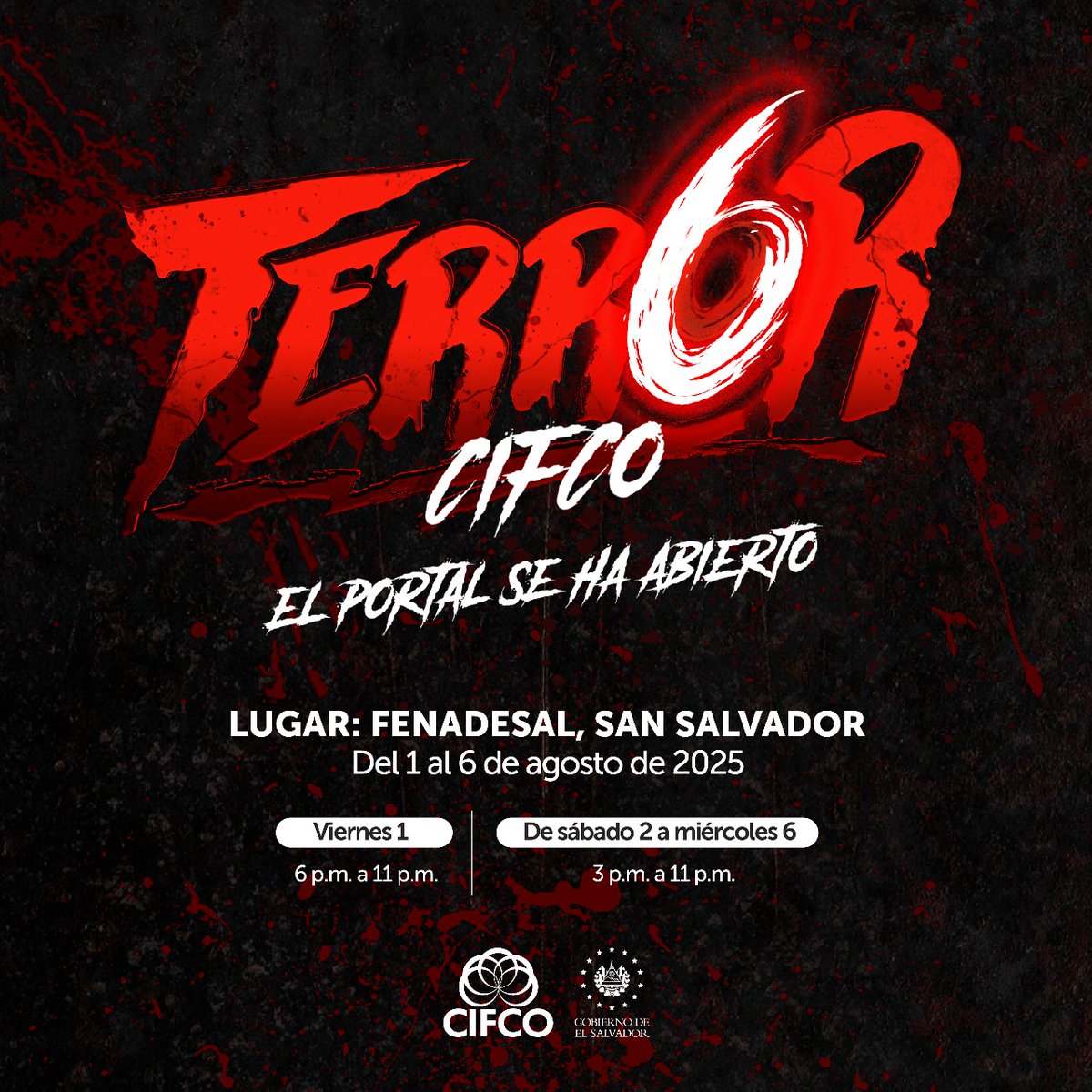 Diario La Huella (@lahuellasv) on Twitter photo 👻“EL PORTAL SE HA ABIERTO” - TERROR CIFCO 6 - LLEGARÁ A FENADESAL DEL 1 AL 6 DE AGOSTO
<a href="/CIFCOSV/">CIFCO El Salvador</a> anunció una edición inédita de su evento de terror, con nuevos espacios como “La Mansión”, “El Bosque Slasher” y “Las Catacumbas”, combinando producción cinematográfica, terror 👻“EL PORTAL SE HA ABIERTO” - TERROR CIFCO 6 - LLEGARÁ A FENADESAL DEL 1 AL 6 DE AGOSTO
<a href="/CIFCOSV/">CIFCO El Salvador</a> anunció una edición inédita de su evento de terror, con nuevos espacios como “La Mansión”, “El Bosque Slasher” y “Las Catacumbas”, combinando producción cinematográfica, terror