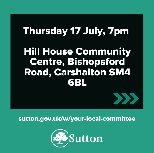 SuttonCouncil's tweet image. Hackbridge, St Helier & The Wrythe Local Committee Meeting
Find out about local opportunities, activities and services in your ward.
Find out more: sutton.gov.uk/w/your-local-c…