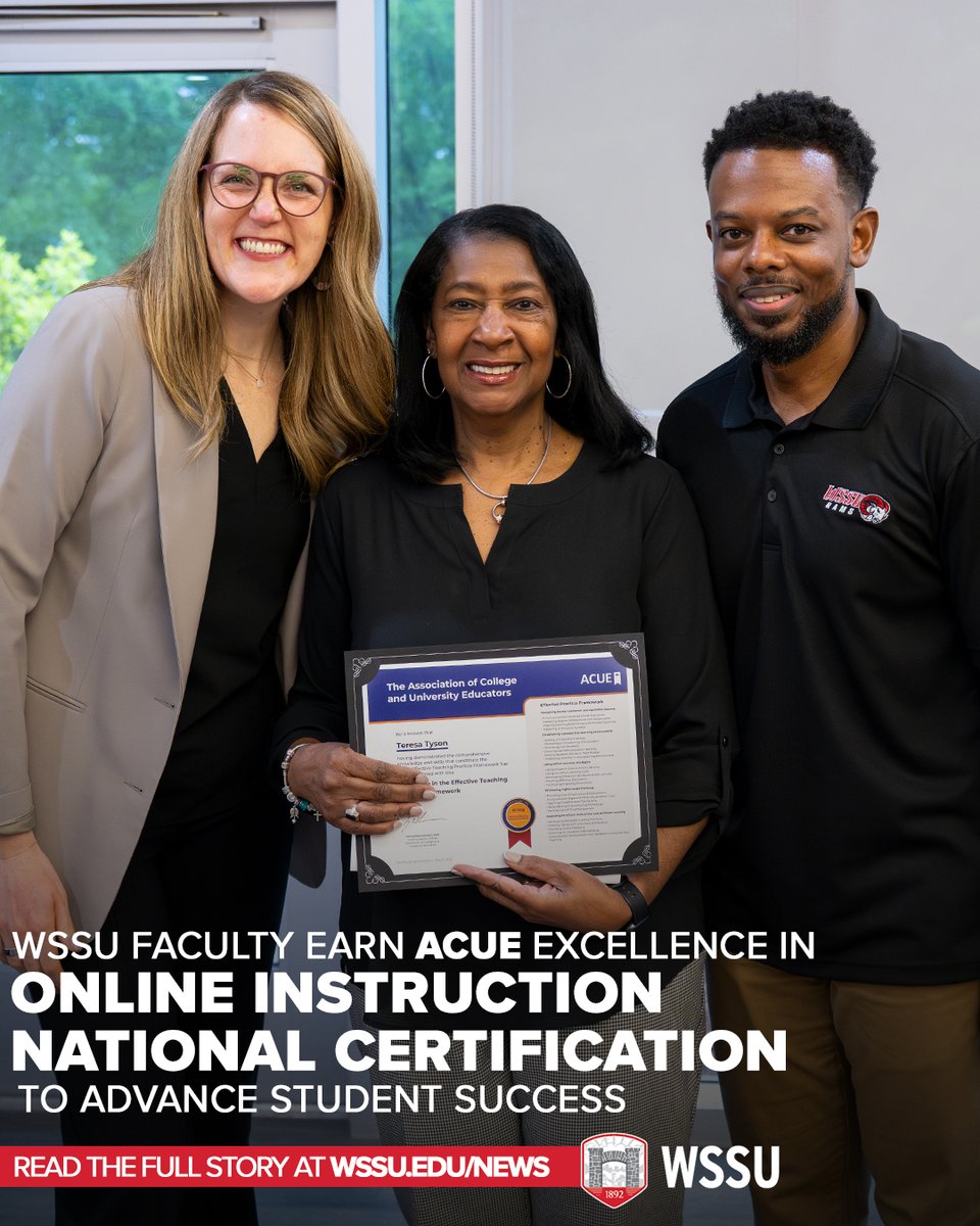 WSSURAMS's tweet image. To date, 146 WSSU faculty members are ACUE-credentialed educators, part of a strategic initiative to elevate the quality of instruction and improve student outcomes across the university.
#WSSUNews | #RamsTakeCharge | #StudentSuccess