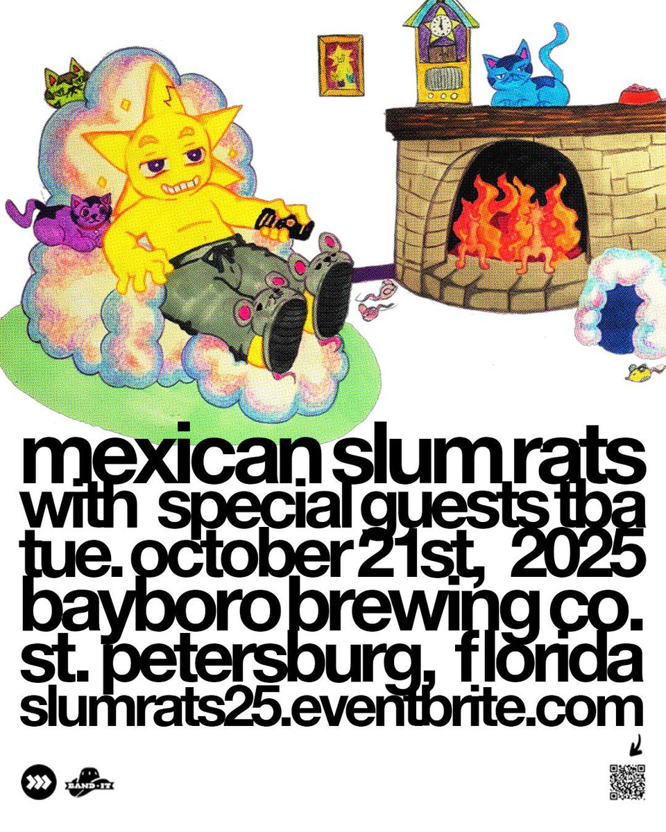 aestheticized's tweet image. NEW SHOW! Mexican Slum Rats are a five-piece alternative / "emo fusion" band from Cali. They're unapologetically raw, but also markedly ambitious and always evolving. &amp;gt;&amp;gt;&amp;gt; Tue 10.21.25 = @mexicanslumrats w/ TBA @ Bayboro Brewing Co. 7PM / $15-18 / All Ages. slumrats25.eventbrite.com