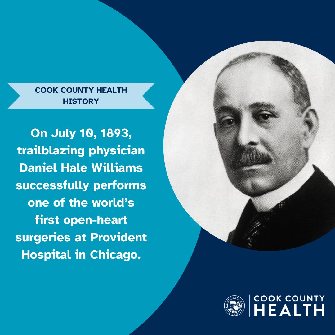 On today's #ThrowbackThursday, we highlight Dr. Daniel Hale Williams, the founder of Provident Hospital and the first person to successfully operate on the human heart on July 10th, 1893.